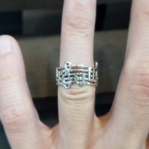 Size 6.5 Sterling Silver Beautiful Sheet Music Ring